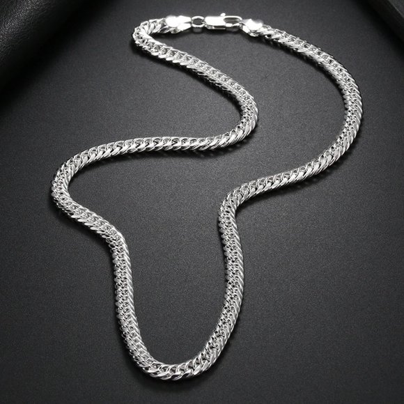 Beautiful Cuban Link 22 Inch Long Stamped .925 Solid Sterling Silver 6mm Wide